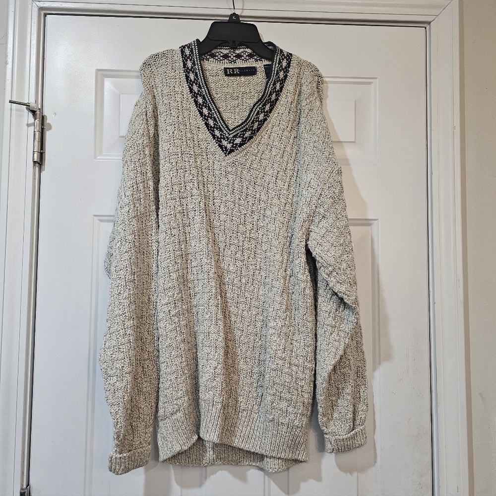 R&R Casuals Sweater Grandpa Core Old Money Nauticle Size Large Preppy